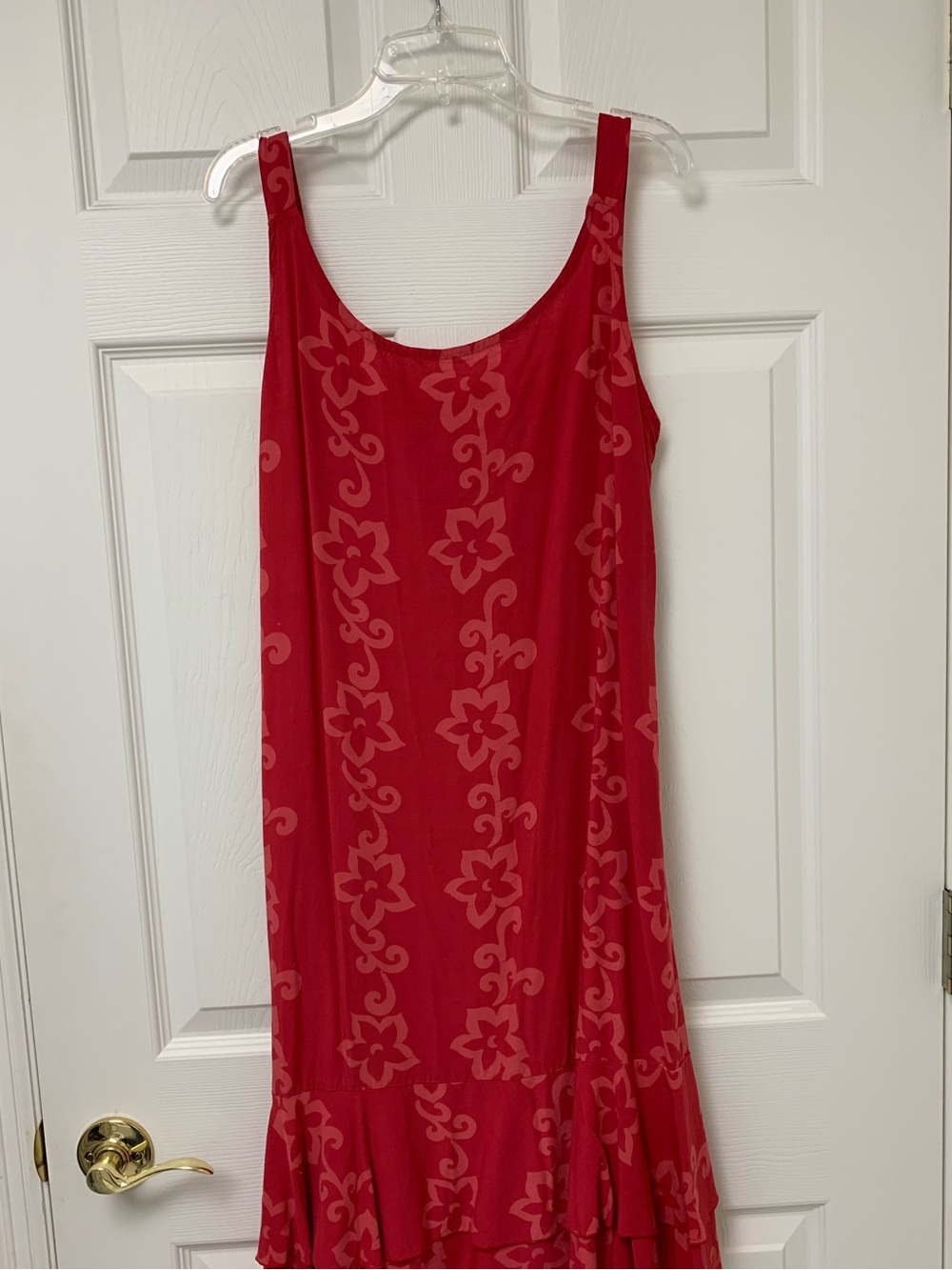 Y2K Red Floral Hawaiian Print Sundress by Blue Ginger Size M 100% Rayon